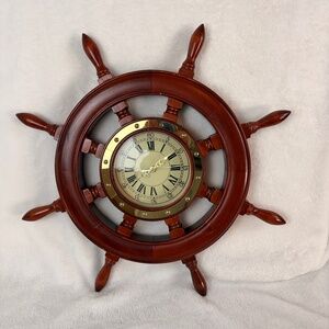 Ship’s Clock Nautical Porthole Ship Wheel Wall Clock Wooden Clock Not Working